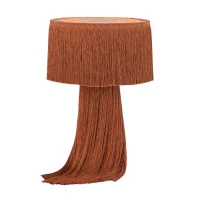 Modern Atolla Brick Tassel Table Lamp with Soft Textural Fabric Shade, Light with Extra-Long Cord, Simple Switch ,25.5L x 25.5W x 37H cm, Brick(m-6)