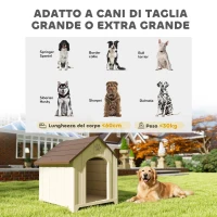 PawHut Cuccia per Cani Rialzata con Tetto Inclinato e Prese d'Aria, in PP, 88x78x89 cm, Beige e Marrone Scuro(m-5)