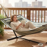 Outsunny Amaca con supporto in acciaio e cuscino rimovibile, 353 cm, Verde(m-6)