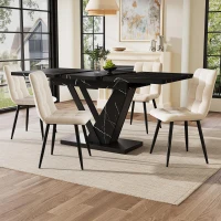 Telescopic Dining Table with Precision Telescopic Runners and Adjustable Feet, Space-Saving Desk for Seats 4-6, 120L x 75W x 75.5H cm, Black(m-7)