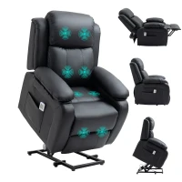 HOMCOM Electric Power Lift Recliner Chair Vibration Massage Sofa Lounge with Remote Control & Side Pocket, Black(m-10)