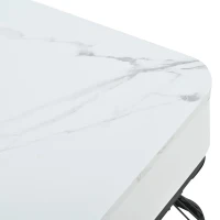 Set 2 tavolini da caffè con cassetto integrato, 70x70x45 cm/50x50x40 cm, Bianco e Nero(m-6)