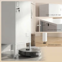 HOMCOM Dulap Metalic Slim cu Ușă Blocabilă și Suport pentru Etichete, Dulap Multi-Funcțional cu Bară pentru Haine, Rafturi, pentru Casă sau Birou, 40x40x179 cm, Alb(m-6)