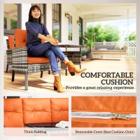 Outsunny 6 Pieces Rattan Garden Furniture Set with Dining Table and Cushions, Orange(m-4)