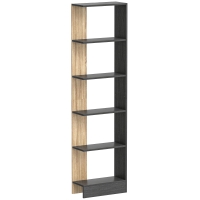 HOMCOM Aufbewahrungsregal mit 5 offenen Fächern 45 x 21 x 170 cm Schwarz und Eiche