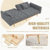 2-Seater Modern Sofa with 3-Position Adjustable Backres and Thick Foam Cushions, Sofa Bed for Compact Room, 165L x 72.5W x 75H cm, Grey(m-5)