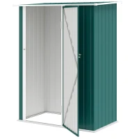 Outsunny Capanno Porta Attrezzi in Metallo con Tetto Inclinato e Porta Bloccabile, 142x86x189 cm, Verde(m-10)