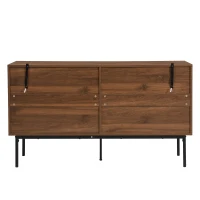 Bufet modern cu ratan, cu 4 uși și mult spațiu de depozitare, design retro-natural, 140x40x80 cm, Culoare naturală(m-12)