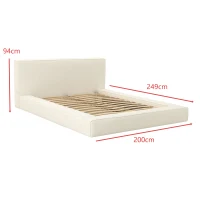 Olafur Linen King Bed with Included High-Quality Support Slats, Platform Bed Frame with Easy Assembly, 249L x 200W x 94H cm, Cream(m-3)