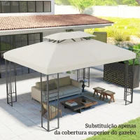 Outsunny Toldo de Substituição 4x3 m com Teto Duplo Orifícios de Drenagem e Proteção UV Apenas Toldo NÃO Inclui Estrutura Creme(m-7)