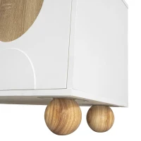 TV-Schrank mit 4 Türen, minimalistisches Design mit Holzmaserung und weißem Finish, 175x38x50 cm, Naturfarbe+Weiß(m-8)