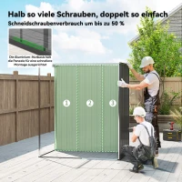 Outsunny Metall Gerätehaus 1,37 m², Geräteschuppen mit müheloser Montage Pultdach Schiebetür Lüftungen Handschuhen(m-4)