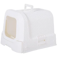 PawHut Pet Cat Litter Box 54L × 42W × 41H cm with Scoop White(m-11)
