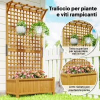 Outsunny Fioriera da Giardino con Traliccio per Piante Rampicanti in Legno, 90x45x183 cm, Giallo(m-5)