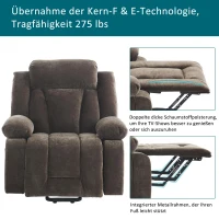 Electric Power Lift Recliner Armchair with Vibration Massage and Lumbar Heating, Sofa with Cup Holders & Side Pocket, 95L x 94W x 107H cm, Brown(m-8)