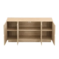 Bufet cu mult spațiu de depozitare, design scandinav-minimalist, 160x40x80 cm, Culoare naturală(m-8)