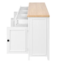 Aparador moderno, amplio espacio de almacenamiento con 3 cajones y 4 puertas, 160x35x76 cm, Blanco(m-10)