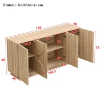 Bufet cu mult spațiu de depozitare, design scandinav-minimalist, 160x40x80 cm, Culoare naturală(m-3)