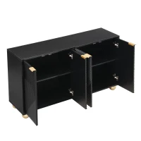 Madia portaoggetti a 4 ante con gambe a sfera, 120x35x71,5 cm, Nero(m-9)