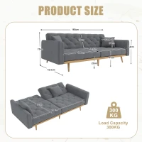 2-Seater Modern Sofa with 3-Position Adjustable Backres and Thick Foam Cushions, Sofa Bed for Compact Room, 165L x 72.5W x 75H cm, Grey(m-3)