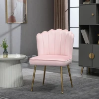 HOMCOM Velvet-Feel Shell Accent Chair - Pink(m-12)