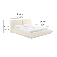 Romp 100% Recycled Linen King-Size Bed Frame with Sustainable Upholstery, Bed Base with Support Slats, 242L x 214W x 102H cm, Cream(m-3)