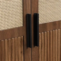 Bufet modern cu ratan, cu 4 uși și mult spațiu de depozitare, design retro-natural, 140x40x80 cm, Culoare naturală(m-7)