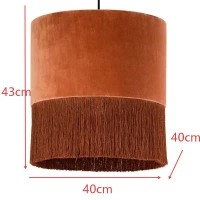 Modern Atolla Brick Tassel Pendant with Soft Textural Design for Warm Ambient, Boho Textural Shade with Delicate Tassels, 40L x 40W x 43H cm, Brick(m-3)