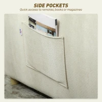 HOMCOM Fotel do spania 3 w 1, fotel rozkładany z funkcją łóżka, poduszka lędźwiowa, do salonu kremowy(m-9)