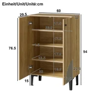 Dulap modern pentru pantofi, cu mult spațiu de depozitare, uși și mai multe rafturi, 60x32x94 cm, Culoare naturală(m-3)