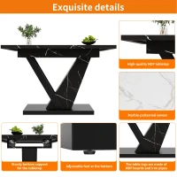 Telescopic Dining Table with Precision Telescopic Runners and Adjustable Feet, Space-Saving Desk for Seats 4-6, 120L x 75W x 75.5H cm, Black(m-4)