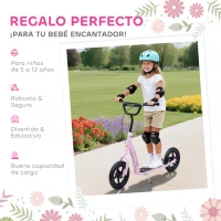 HOMCOM Patinete para Niños de 5-12 Años Scooter de 2 Ruedas Grandes de 12 Pulgadas con Freno y Manillar Ajustable en Altura Carga Máx. 50 kg 120x52x80-88 cm Rosa(m-7)