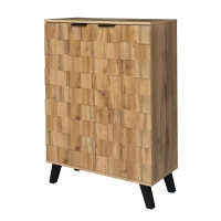 Scarpiera moderna a 5 ripiani con motivo geometrico effetto legno per corridoio e ingresso, 80,5x35x109,5 cm, color legno(m-10)