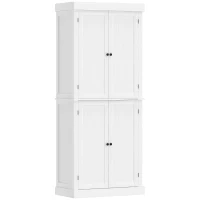 HOMCOM Mobile Cucina Alto con 6 Ripiani Regolabili e 2 Ante in Legno, 76x40.5x184 cm, Bianco(m-10)