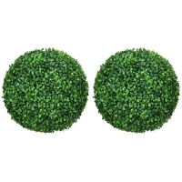 HOMCOM Set Piante Finte 2 Sfere di Bosso Artificiale Ø40cm Verde