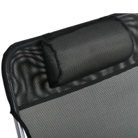 Outsunny Sdraio da Giardino Pieghevole con Schienale Reclinabile  e Cuscino, in Metallo e Texteline, 182x56x28 cm, Nero(m-8)
