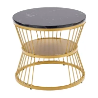 Set 2 tavolini da salotto moderni annidabili, 70x70x45 cm/45x45x40 cm, Nero(m-7)