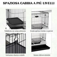 PawHut Gabbietta per Conigli Porcellini d'India in Metallo Nero con 2 Porte e Vassoio Estraibile 81.2x52.7x70cm(m-7)