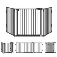 PawHut Absperrgitter Hund Freistehendes Verstellbares Schutzgitter 202,5 x 76 cm Hundegitter Klappbar Türschutzgitter Hundeabsperrgitter für Treppen, Türen, Küche, Flur, 3 Paneelen, Schwarz(m-1)