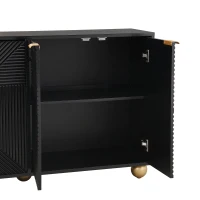 Madia portaoggetti a 4 ante con gambe a sfera, 120x35x71,5 cm, Nero(m-8)