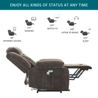Electric Power Lift Recliner Armchair with Vibration Massage and Lumbar Heating, Sofa with Cup Holders & Side Pocket, 95L x 94W x 107H cm, Brown(m-9)