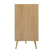 Comodă cu 9 sertare, cu mult spațiu de depozitare, modele geometrice, 120x39x80 cm, Culoare naturală(m-9)