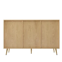 Comodă cu 9 sertare, cu mult spațiu de depozitare, modele geometrice, 120x39x80 cm, Culoare naturală(m-10)