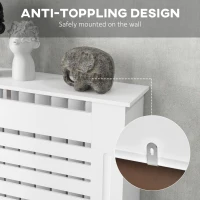 HOMCOM Radiator Cover, Modern MDF White Painted Cabinet with Horizontal Slats for Living Room, Bedroom, 152L x 19W x 81H cm(m-6)