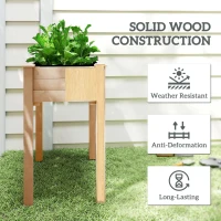 Outsunny Garden Wooden Planters， Rectangular Raised Bed,Flower Box, Fir Wood Indoor/Outdoor, Oak Tone, 86L x 46W x 76Hcm(m-5)