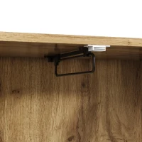 Armario ropero con estantes abiertos, barra extraíble para ropa, 2 amplios cajones, 110x38x186 cm, Color natural(m-6)