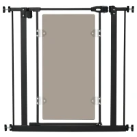 PawHut Pressure Fit Safety Gate, Dog Gate for Doorways and Staircases with Auto Closing Door Double Locking, Acrylic Panel, 74-80 cm - Black(m-22)