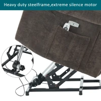 Electric Power Lift Recliner Armchair with Vibration Massage and Lumbar Heating, Sofa with Cup Holders & Side Pocket, 95L x 94W x 107H cm, Brown(m-11)