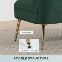 HOMCOM 2 Seater Sofa, Linen-look Fabric Small Sofa with Wing Back, Thick Seat, Metal Legs, Dark Green(m-6)