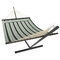 Outsunny 353 cm Freestanding Hammock, Hammock with Steel Stand with Removable Cushion and Spreader Bars, Green(m-7)